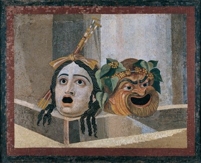 Mosaic of the Theatrical Masks by Unbekannt Unbekannt